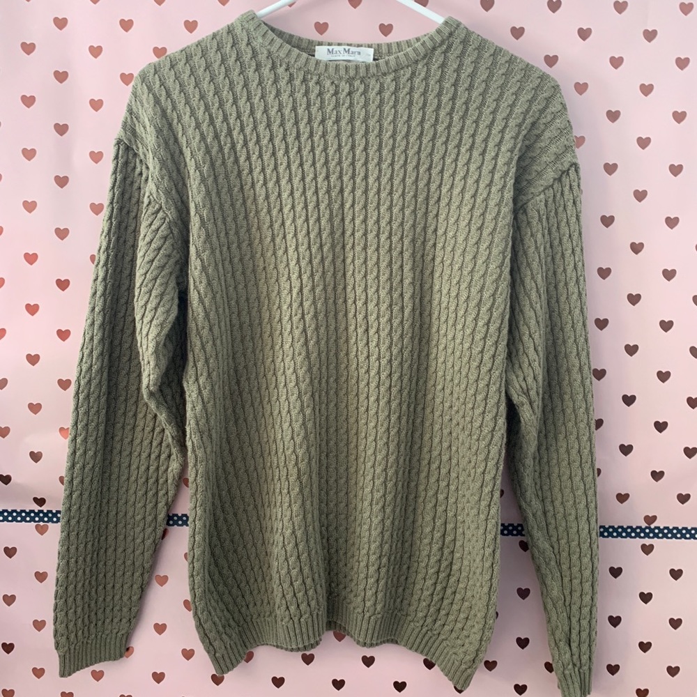 MaxMara Women’s Olive Green Cable Knit Sweater L